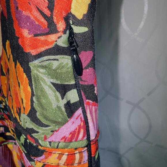 NWT FARM RIO  XL Spring Banana Floral Mini Dress Pleated V-Neck Black Boho - Picture 6 of 16